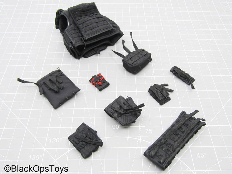 Load image into Gallery viewer, Black MOLLE Plate Carrier Vest w/Pouch Set (Soldier Story)
