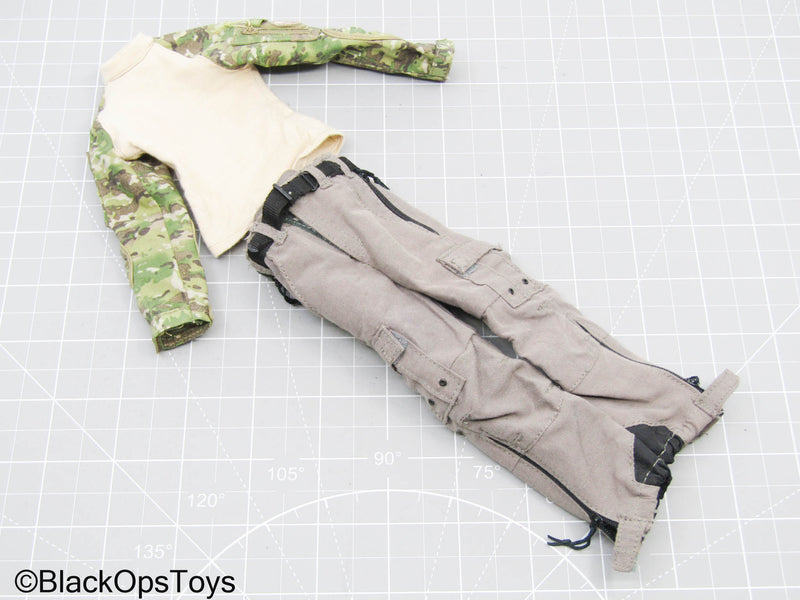Load image into Gallery viewer, Multicam Camo Long Sleeve Shirt w/Grey Pants &amp; Black Belt
