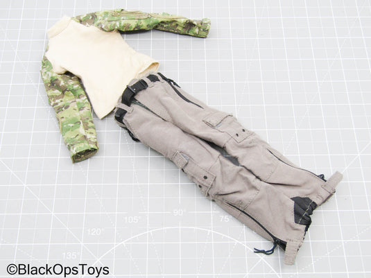 Multicam Camo Long Sleeve Shirt w/Grey Pants & Black Belt