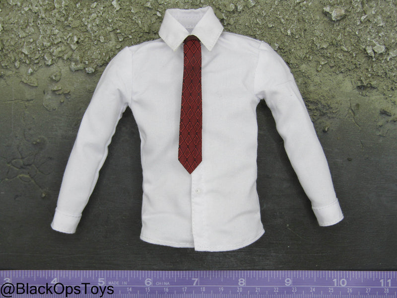 Load image into Gallery viewer, Poker Kingdom LTD - Nell - White Dress Shirt w/Red Tie
