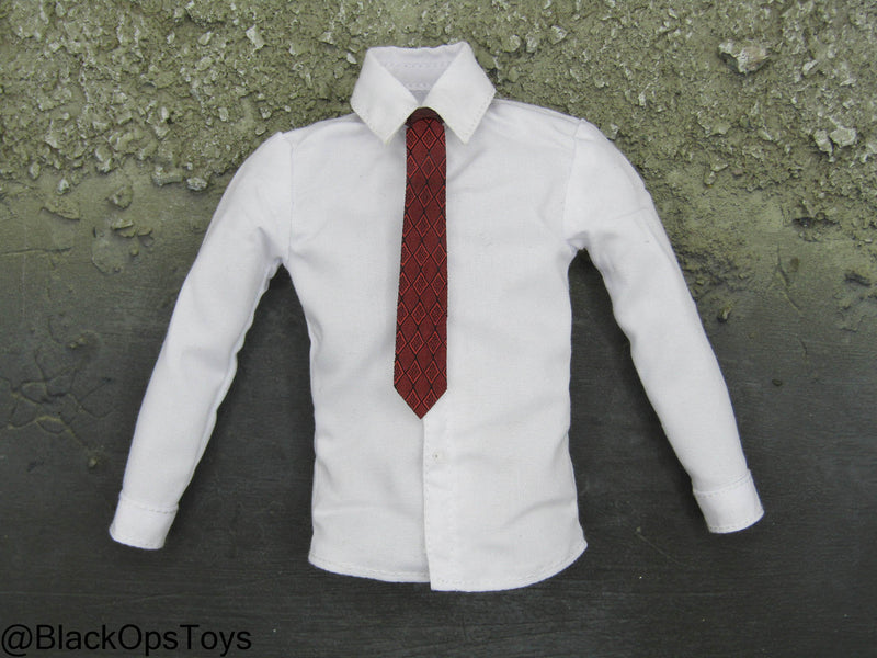 Load image into Gallery viewer, Poker Kingdom LTD - Nell - White Dress Shirt w/Red Tie
