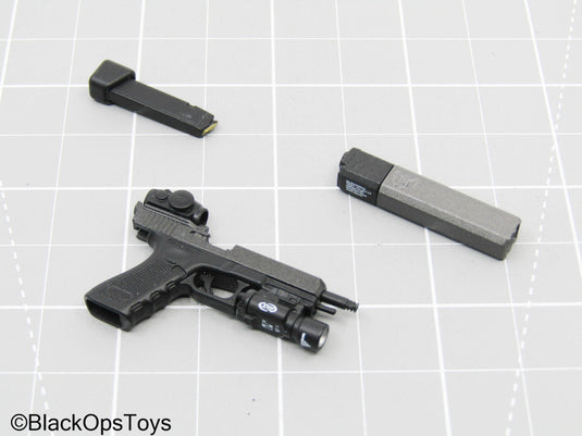 Pistol w/Tac Light, Suppressor, & Red Dot Sight
