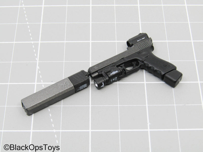 Load image into Gallery viewer, Pistol w/Tac Light, Suppressor, &amp; Red Dot Sight
