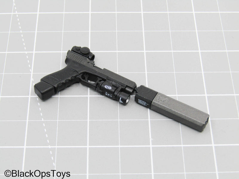 Load image into Gallery viewer, Pistol w/Tac Light, Suppressor, &amp; Red Dot Sight
