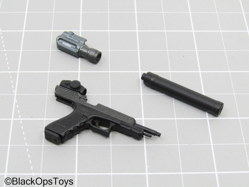 Load image into Gallery viewer, Pistol w/Tac Light, Suppressor, &amp; Red Dot Sight
