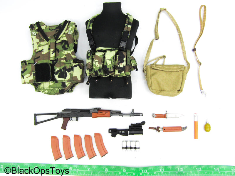 Load image into Gallery viewer, Russian Moscow TsSN FSB - Woodland Chest Rig, Body Armor, &amp; AK Rifle Set
