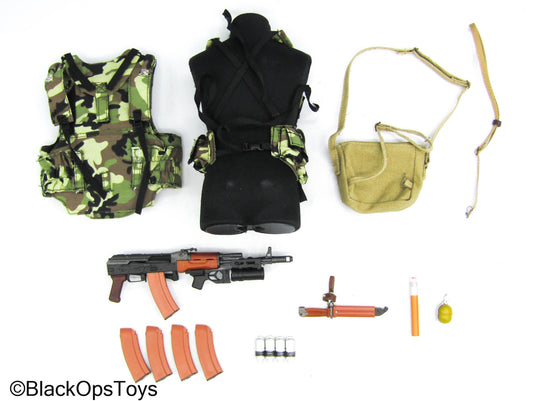 Russian Moscow TsSN FSB - Woodland Chest Rig, Body Armor, & AK Rifle Set