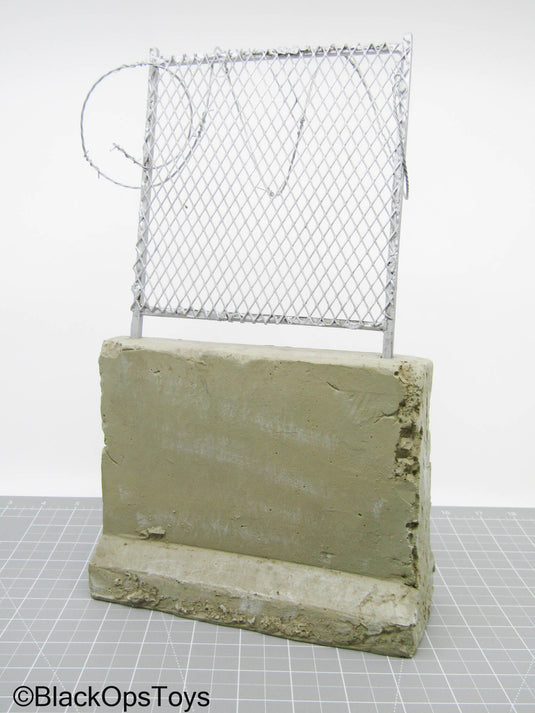 Concrete Barrier w/Barbed Wire Chain Link Fence