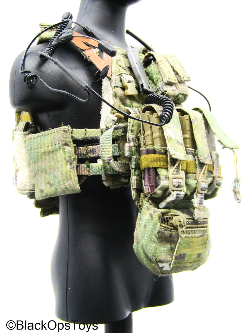 Load image into Gallery viewer, Multicam MOLLE Camo Plate Carrier Vest w/Black Radio &amp; Gear Set
