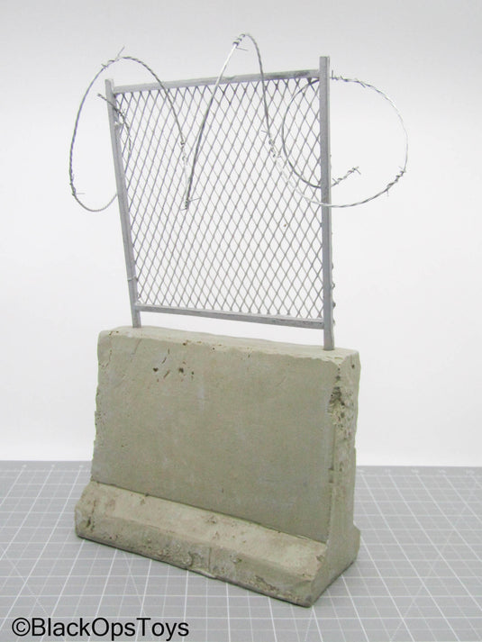 Concrete Barrier w/Barbed Wire Chain Link Fence