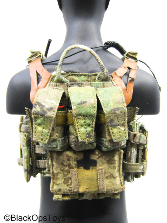 Multicam MOLLE Camo Plate Carrier Vest w/Black Radio & Gear Set