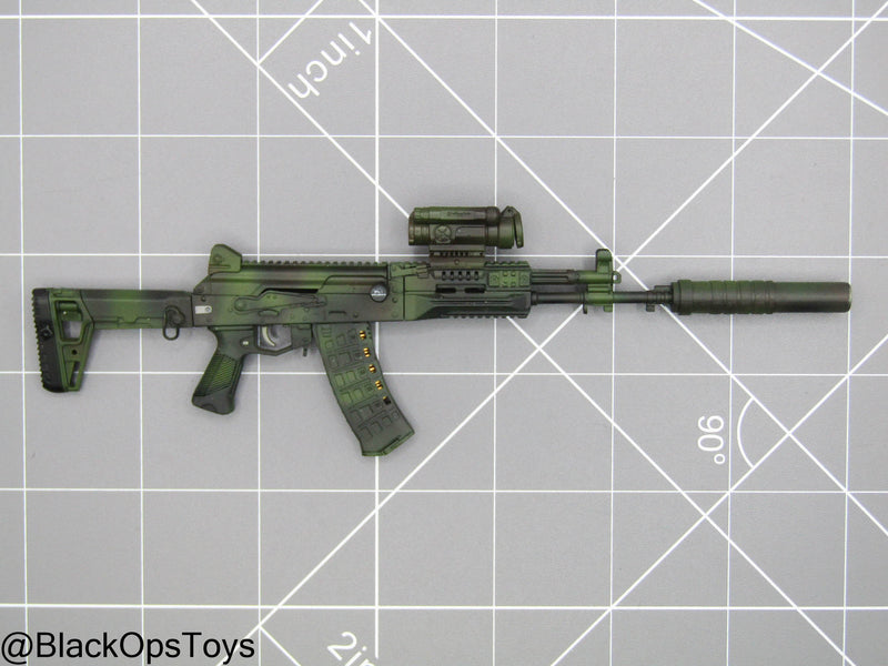 Load image into Gallery viewer, Camo AK203 Rifle w/Scope &amp; Suppressor
