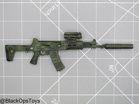 Camo AK203 Rifle w/Scope & Suppressor