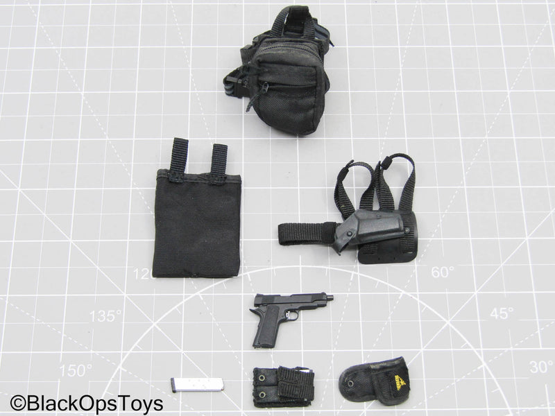 Load image into Gallery viewer, 1911 Pistol w/Left-Handed Drop Leg Holster w/Pouch &amp; Mag Set
