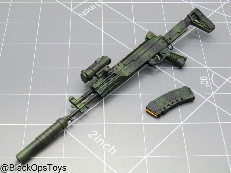 Load image into Gallery viewer, Camo AK203 Rifle w/Scope &amp; Suppressor

