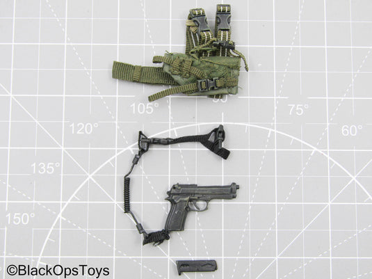 Black Pistol w/OD Green Drop Leg Holster (Hot Toys)