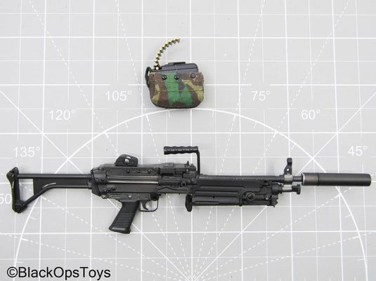 Black M249 Saw LMG w/Ammo Bag & Belt (Soldier Story)