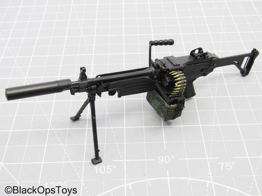 Black M249 Saw LMG w/Ammo Bag & Belt (Soldier Story)