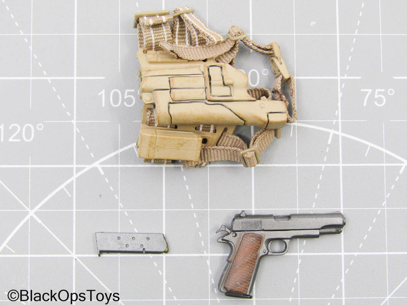 Load image into Gallery viewer, Grey Pistol w/Tan Drop Leg Holster
