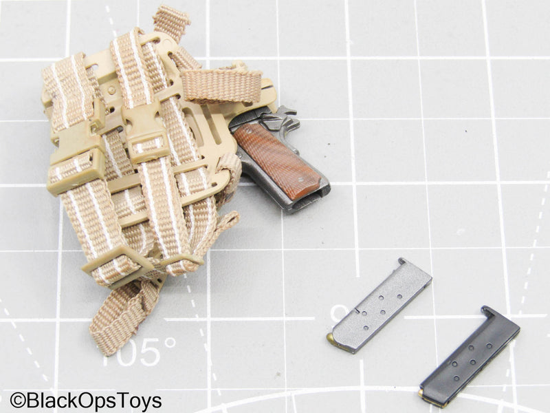 Load image into Gallery viewer, Grey Pistol w/Tan Drop Leg Holster
