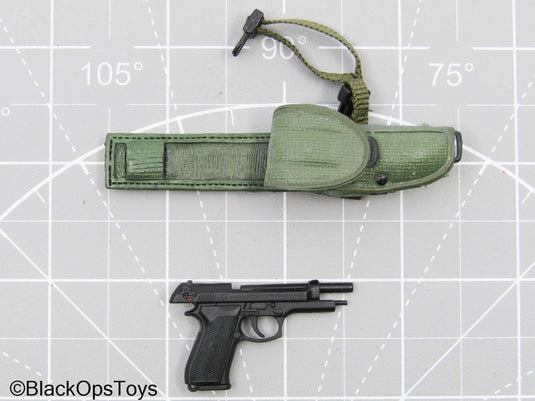 Black Pistol w/OD Green Belt & Holster (BBI)