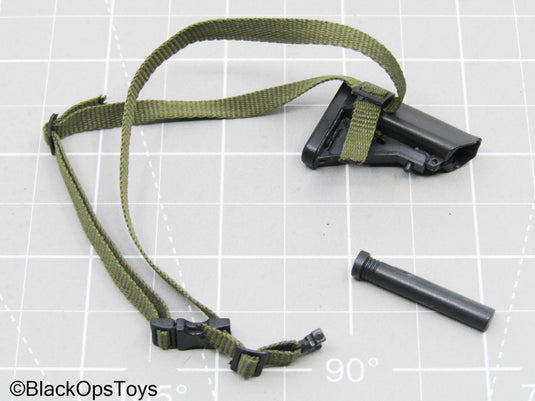 Olive Green Single Point Sling w/Black Rifle Stock & Tac Light