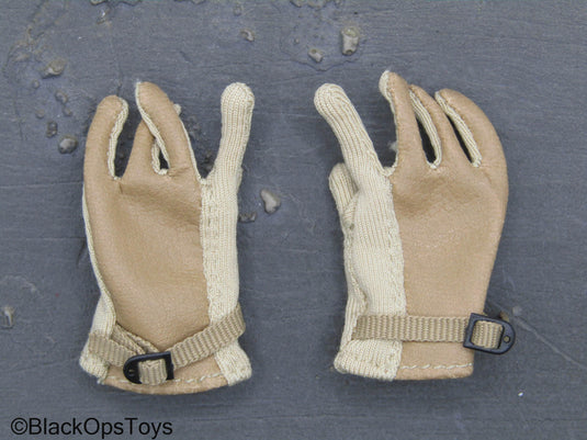 Tan Leather Like Rappelling Gloves