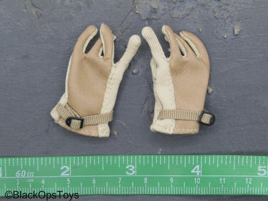 Tan Leather Like Rappelling Gloves