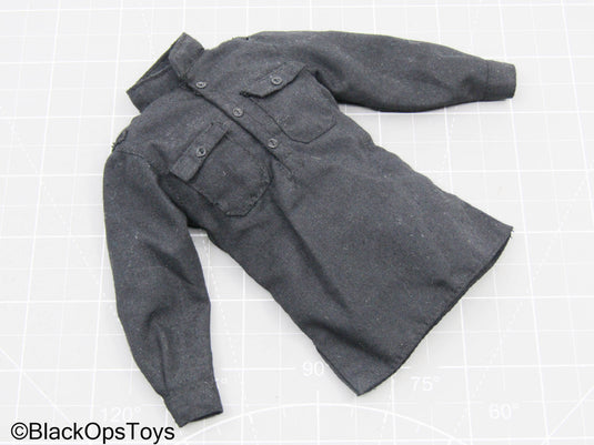 Black Quarter Button Up Long Sleeve Shirt