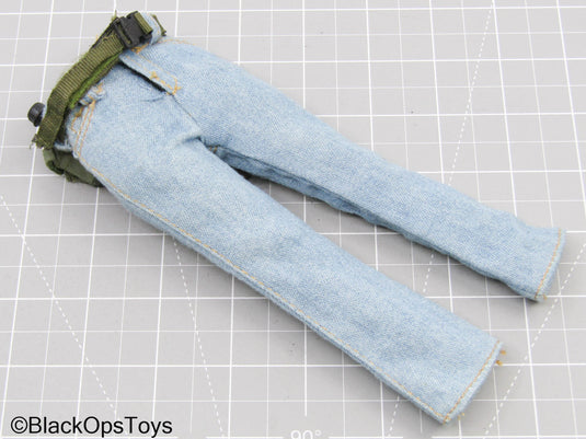 Blue Jeans w/Green Belt, Canteen, & Pouch