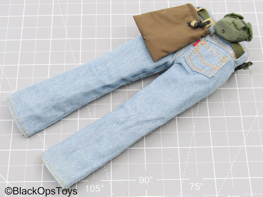 Blue Jeans w/Green Belt, Canteen, & Pouch