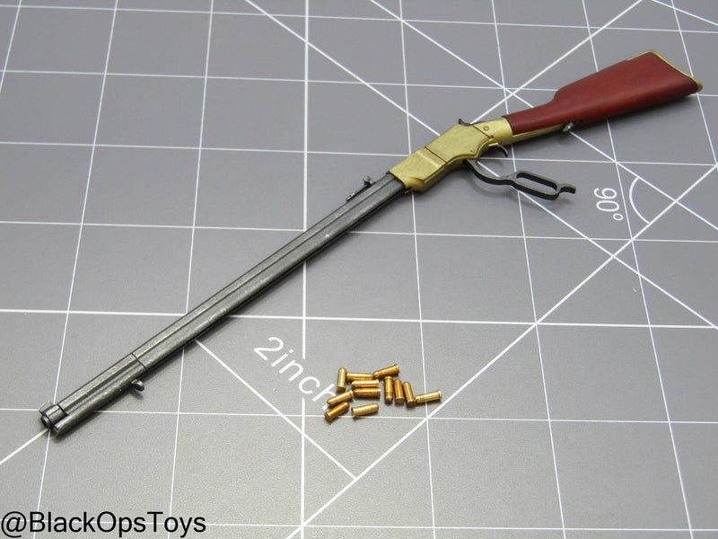 Load image into Gallery viewer, Wood &amp; Metal Lever Action Rifle w/Bullets

