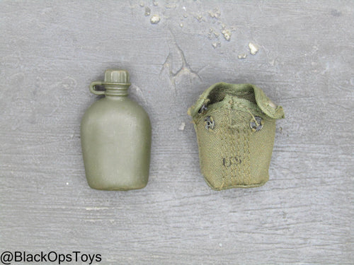 Vietnam Era OD Green Canteen w/Pouch & Alice Clips
