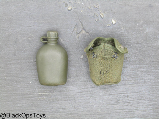 Vietnam Era OD Green Canteen w/Pouch & Alice Clips