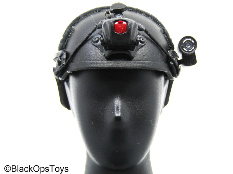 Load image into Gallery viewer, Black Tactical Helmet w/Light &amp; Camera Attachments
