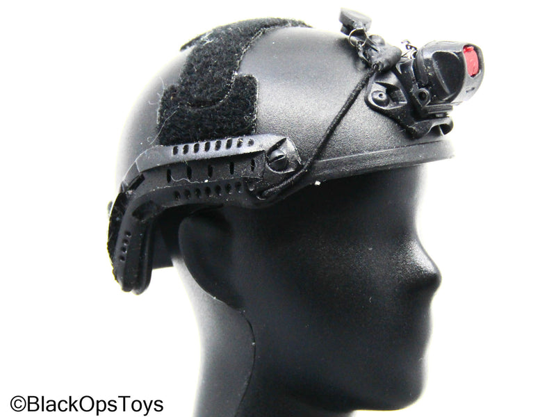 Load image into Gallery viewer, Black Tactical Helmet w/Light &amp; Camera Attachments
