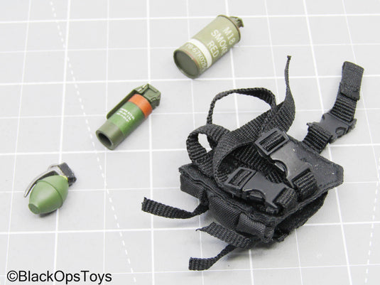 Black 3 Cell Drop Leg Pouch w/Grenade Lot