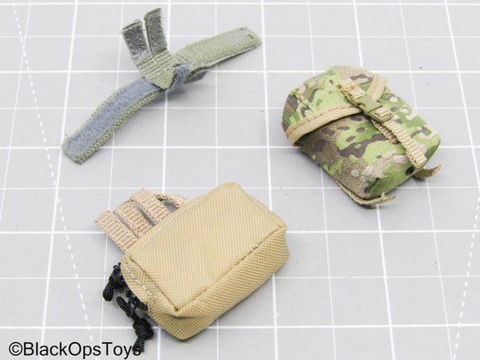 Gray Strap w/ Tan & Multicam Camo MOLLE Pouch Set