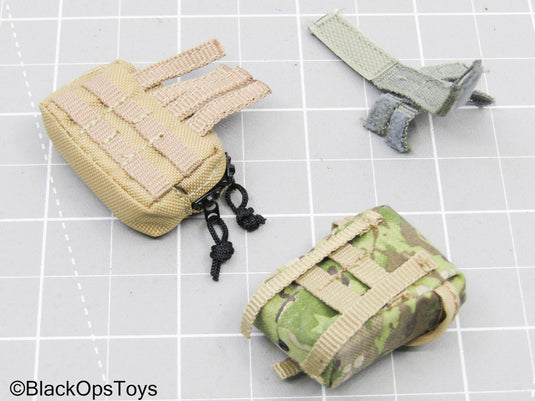 Gray Strap w/ Tan & Multicam Camo MOLLE Pouch Set
