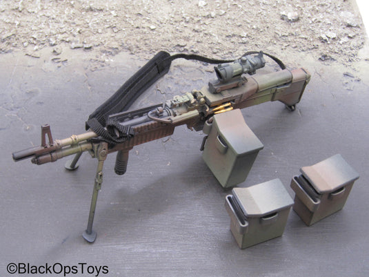 Camo Mk48 Light Machine Gun w/Sling & Ammo Boxes