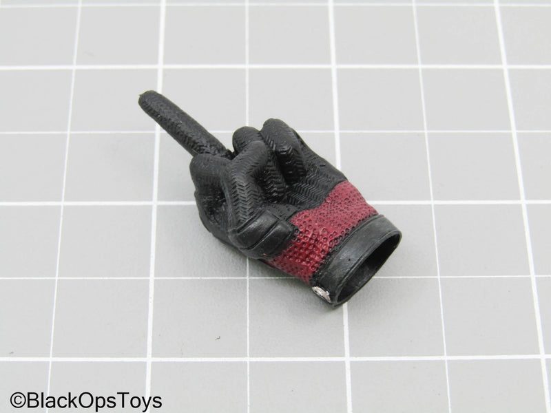 Load image into Gallery viewer, Black Gloved Middle Finger Hand in Deadpool Likeness
