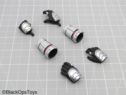 Silver Arm Gauntlets w/Black Gloved Hand Set in Ant-Man Likeness