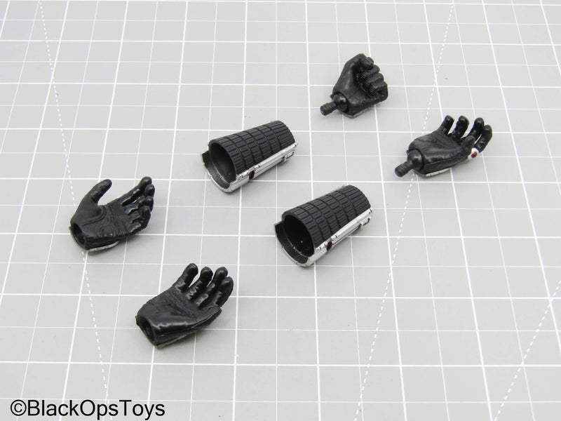 Load image into Gallery viewer, Silver Arm Gauntlets w/Black Gloved Hand Set in Ant-Man Likeness
