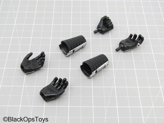 Silver Arm Gauntlets w/Black Gloved Hand Set in Ant-Man Likeness