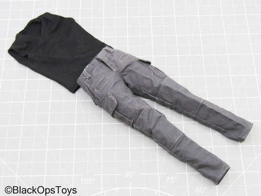Female Black Tank Top w/Grey Pants
