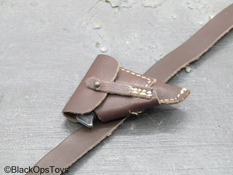 Load image into Gallery viewer, WWII German - Metal Pistol w/Brown Leather Like Belt w/Holster
