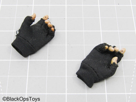 Black Fingerless Gloves w/Hand Set