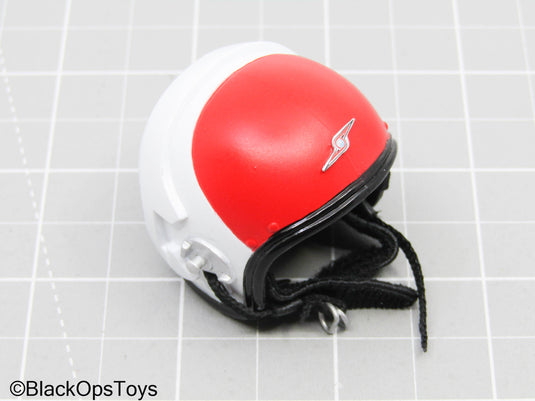 Red & White Motorcycle Helmet