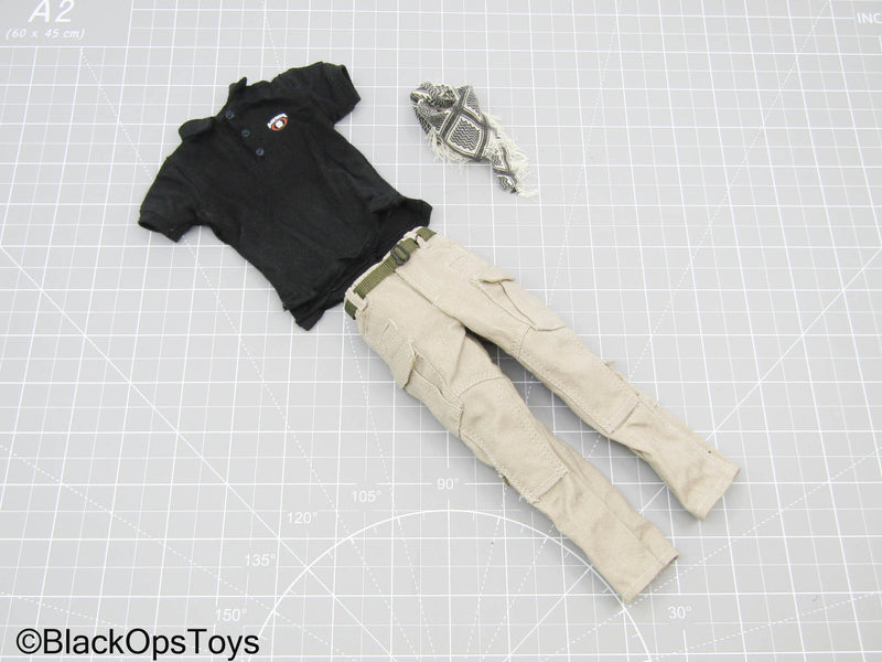 Load image into Gallery viewer, Black Shirt w/Tan Pants, OD Green Belt (Hot Toys) (READ DESC)
