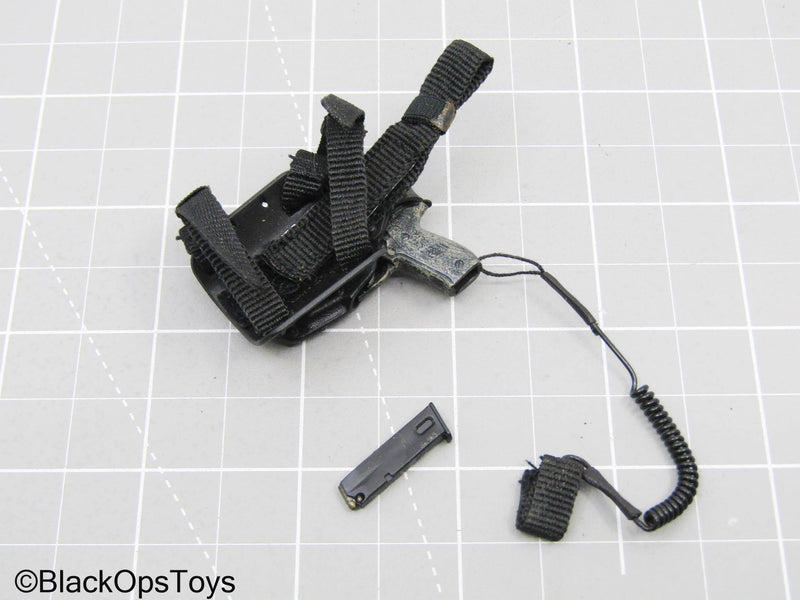 Load image into Gallery viewer, Black Pistol w/Drop Leg Holster
